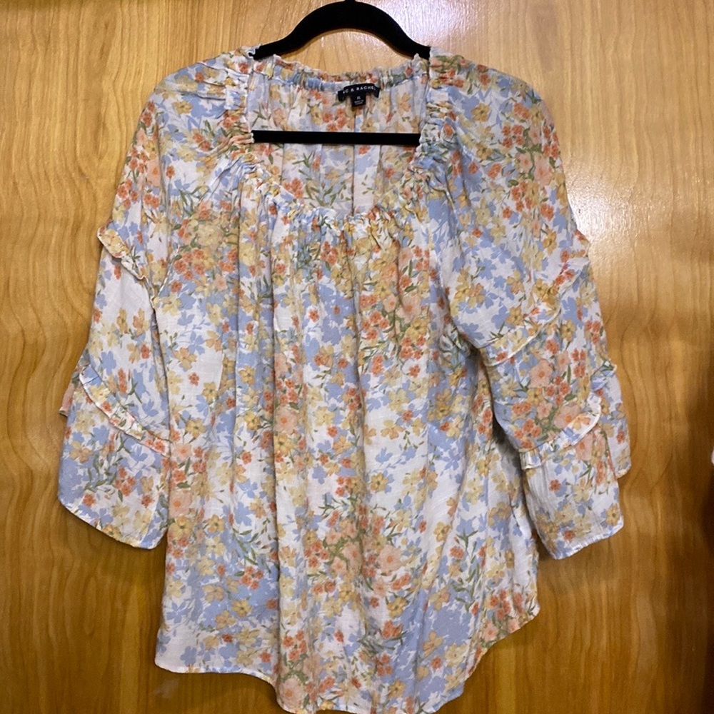 Blouse 3/4 sleeves XL elastic neck line light weight flowing